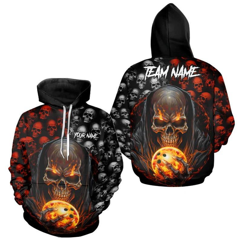 Fashion Grim Reaper Graphic Bowling Hoodies For Men Custom Name Team Name 3D Printed Sweatshirt Casual Oversized Pullovers Tops