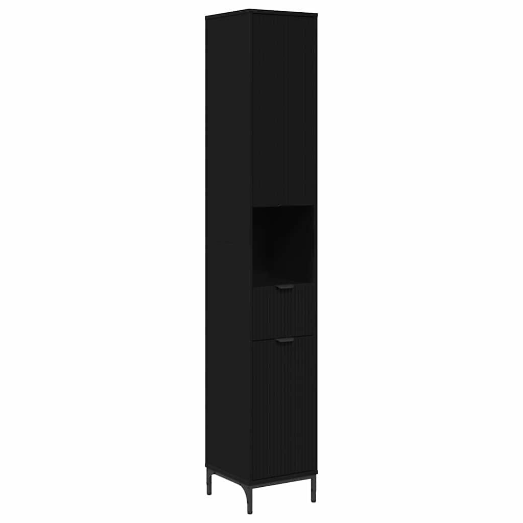 Black Bathroom Cabinet with Drawers 31.5 x 33 x 190 cm