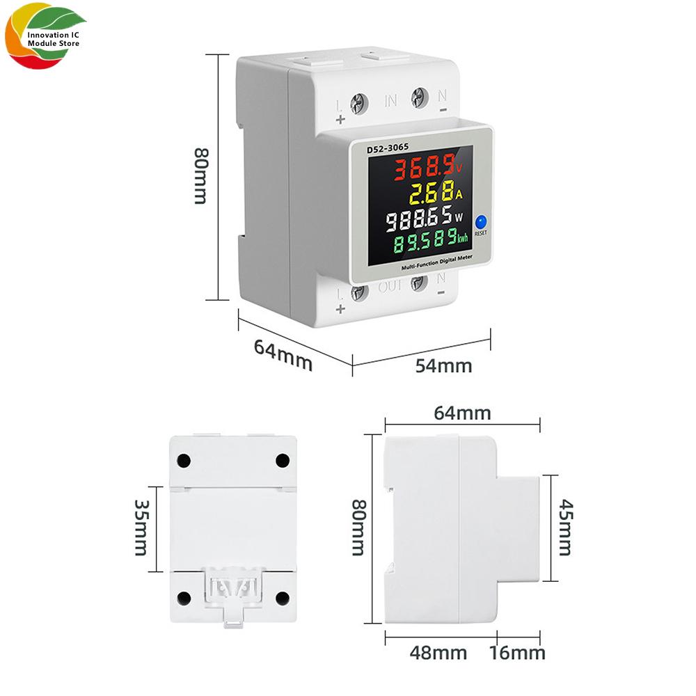 DC 11–611V 61A DIN-rail Mounted Multifunctional Single-Phase 1-in-1 DC Energy Meter with LCD Display for Voltage Current Power