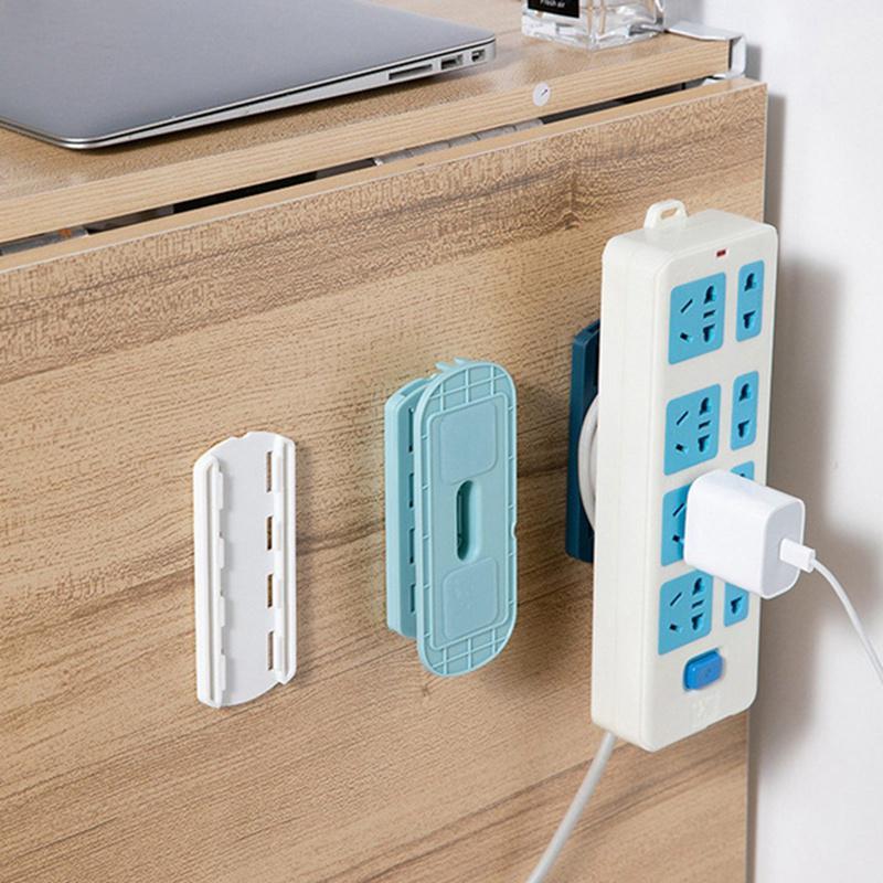 2 In 1 Socket Retainer  Wall-Mounted Sticker Punch-Free Plug Fixer Self-Adhesive Fixer Cable Wire Organizer Seamless Power Strip