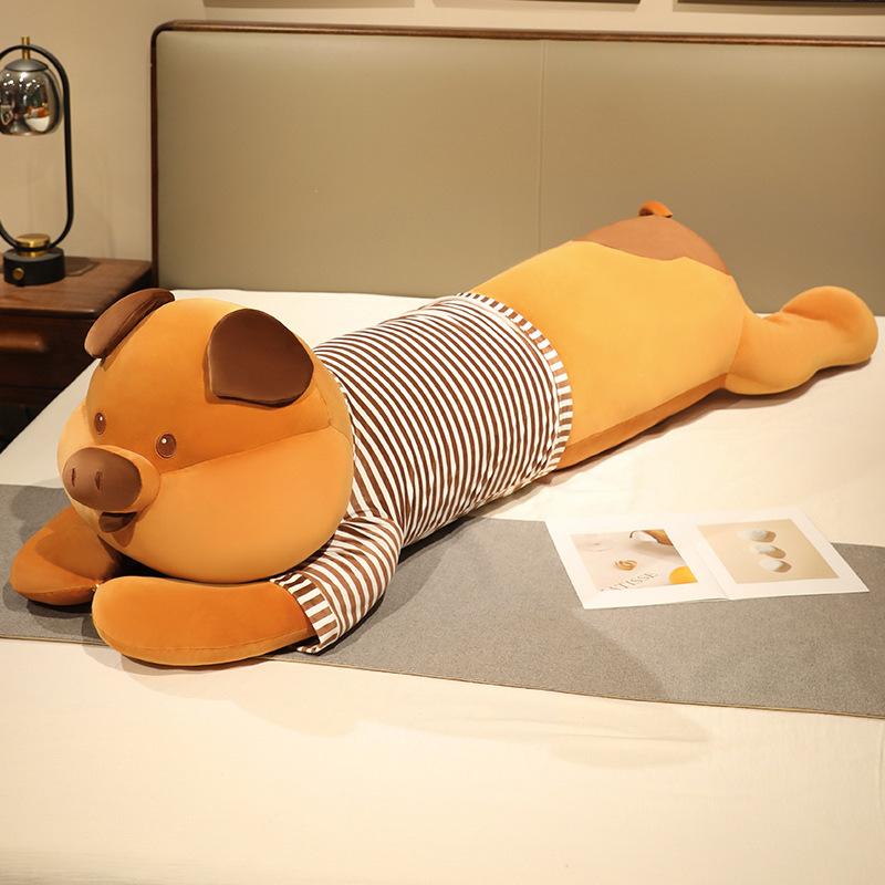 

Pig throw pillow plush toy doll striped pig doll girl soothing rag doll birthday gift 90cm（1.1kg）