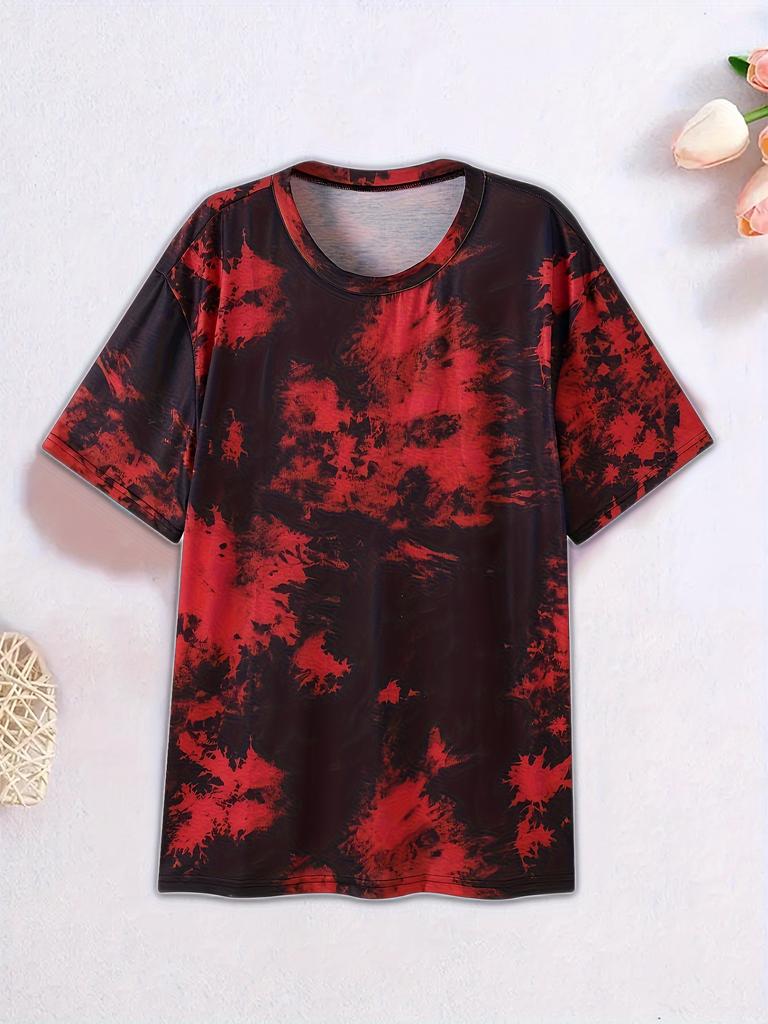 Roupas infantis Menina Camiseta Manga curta 3D Tie-Dye Print Crianças Roupas de verão Casual Desenho animado Gola redonda Roupas infantis Tops