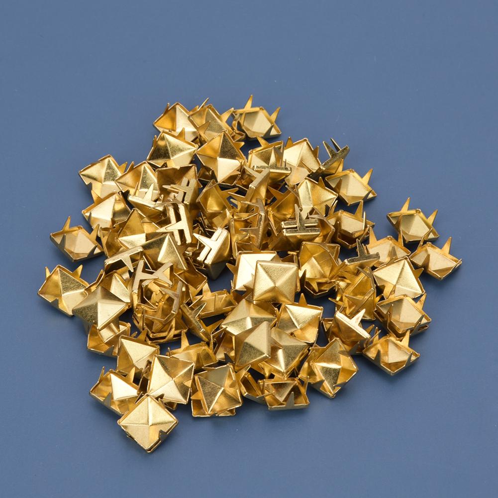 100 PCS 9MM Brass Copper Square Rivets Apparel Shoes Bag Accessories for Leather Decoration