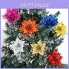 Atemberaubende 16 cm glitzernde künstliche Blume zur Weihnachtsbaumdekoration in Silber, Rot und Gold