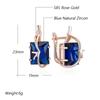 Boucles d'oreilles pendantes Zircon Naturel Bleu Carré Pour Femmes Mode Couleur Or Rose Haute Qualité Quotidien Fin Bijoux Vintage