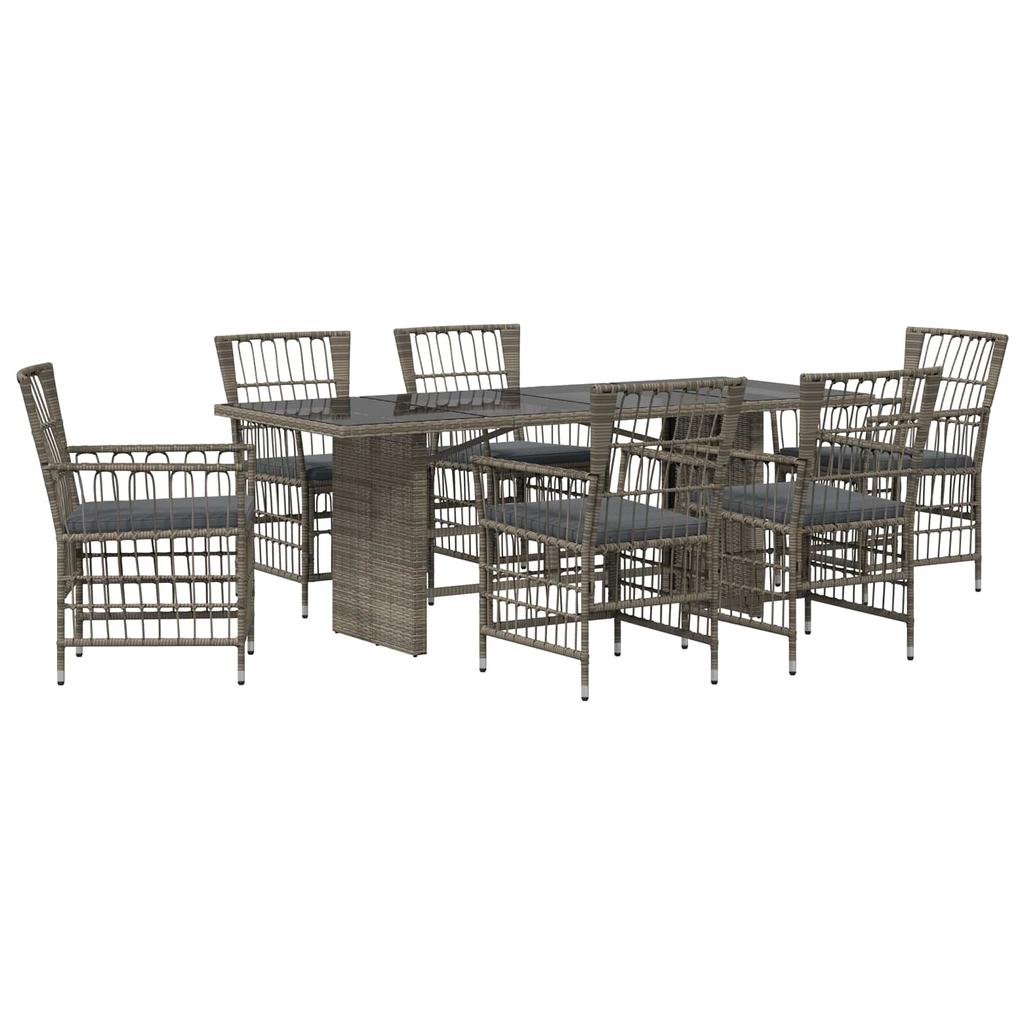 Outdoor Dining Set 7 Pieces Grey Poly Rattan