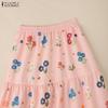 ZANZEA Women Casual Elastic Waist Loose Floral Print Skirts
