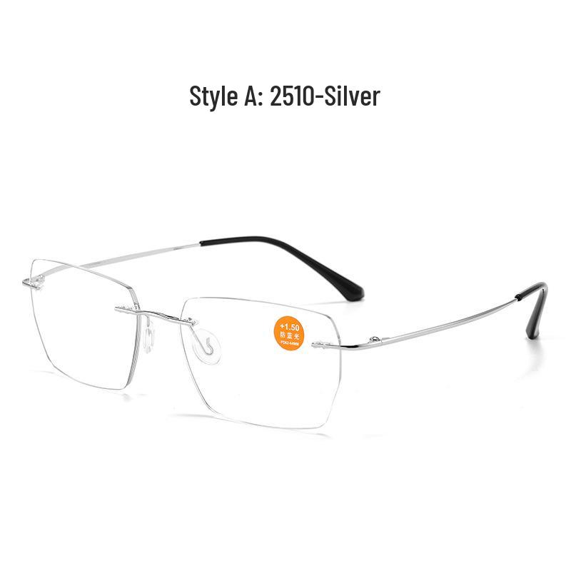 Ultra-Light Frameless HD Reading Glasses with Anti-Blue Light for Middle-Aged & Elderly