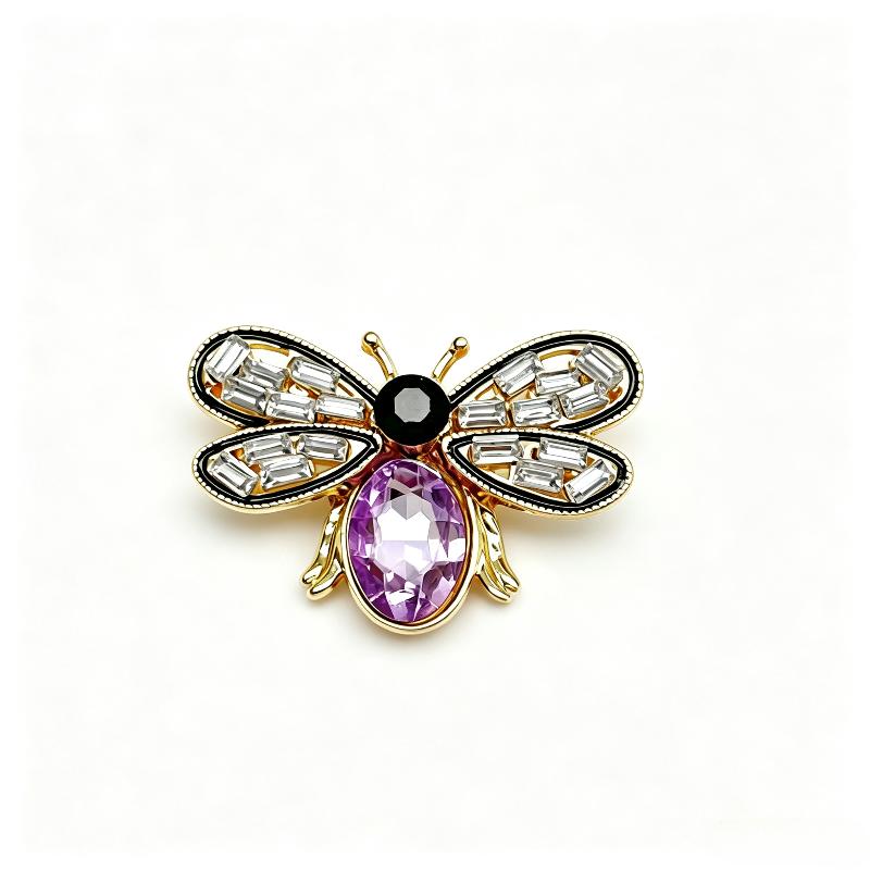 Bee Rhinestone Brooch for Vintage Style Lovers Shiny Crystal Insect Lapel Badge for Outfit Decor Gift