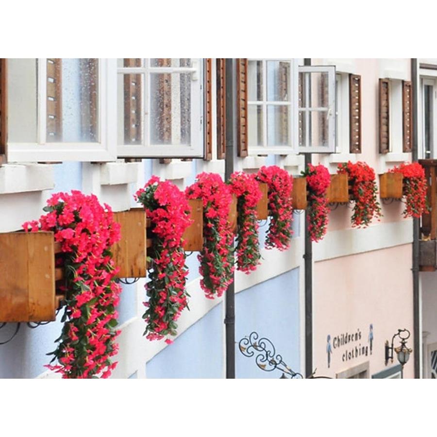 Artificial Flowers Garland Flower Hanging Dangling Ivy Surfinia Cascade - red