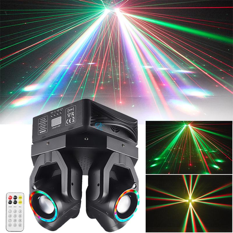 150W Led Four-Head Beam Moving Head Light DMX Controller Rotating Stage Party Laser Effect Lamp Remote Control for DJ Disco Bar
