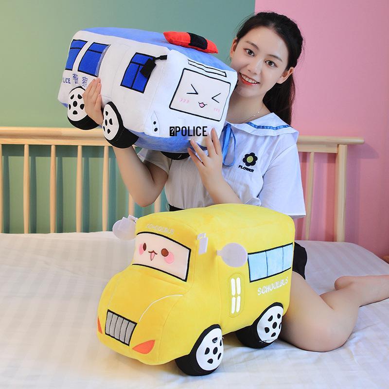 Cartoon Plush Bus Toy Pillow for Kids