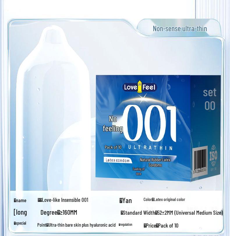 Super Thin 001 Hyaluronic Acid Condoms - Adult Family Planning