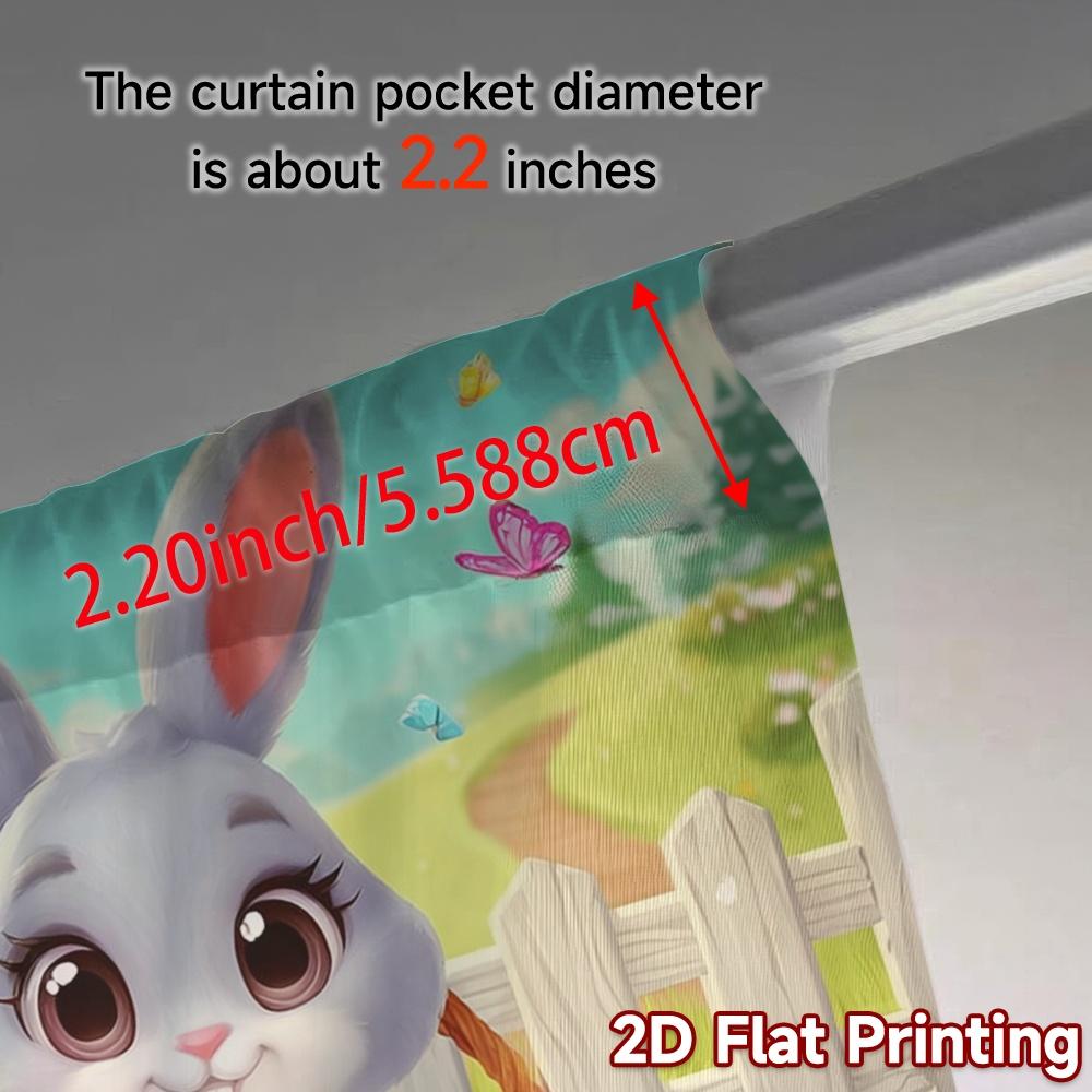 2pcs   2D FLAT PRINTING Curtains (Without Rod) EasterBunnyGarden Light Filtering Modern Curtains Polyester Easy Install Curtains