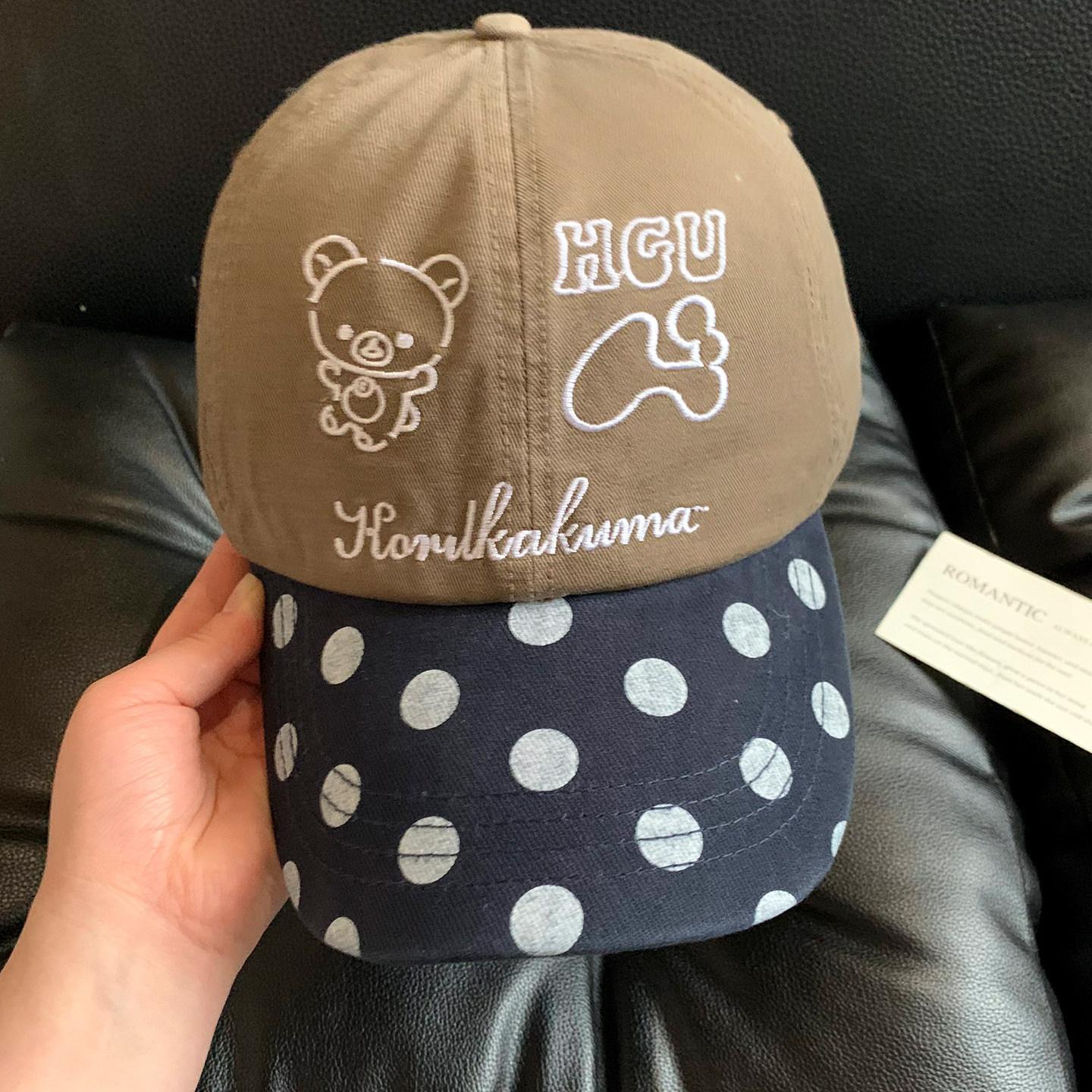 Polka Dot Bear Burgundy Baseball Cap Women S Large Wide Brim Show Face Small Shade Breathable Cap M（56-58cm） светло-коричневого