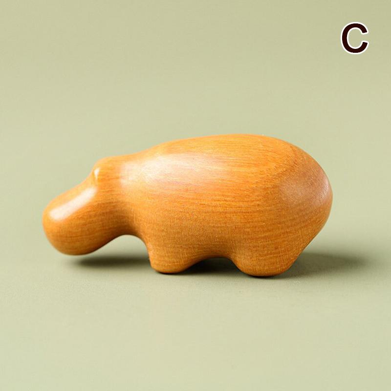 Mini Hipopotam Drăguț din Lemn Ornament de Birou Statuetă Animal Hipopotam Artizanat Decorațiune Creativă pentru Casă Cadouri Amuzante