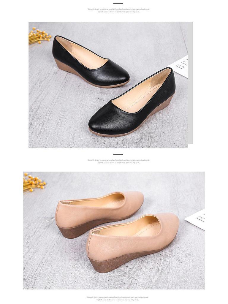 2020 Autumn Women's Wedge Heel Comfort Pointed Toe Moccasins - Trendy Medium Heel Work Shoes
