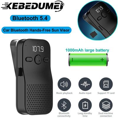 Bluetooth 5.4 Handsfree Car Kit Speaker Wireless Audio Receiver MP3 Music Player Noise Cancelling For Car Sun Visor Clip