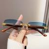 Personalized Leopard Head Retro Metallic Style Sunglasses Men's and Women's Square Frameless High-end UV Resistant Glasses