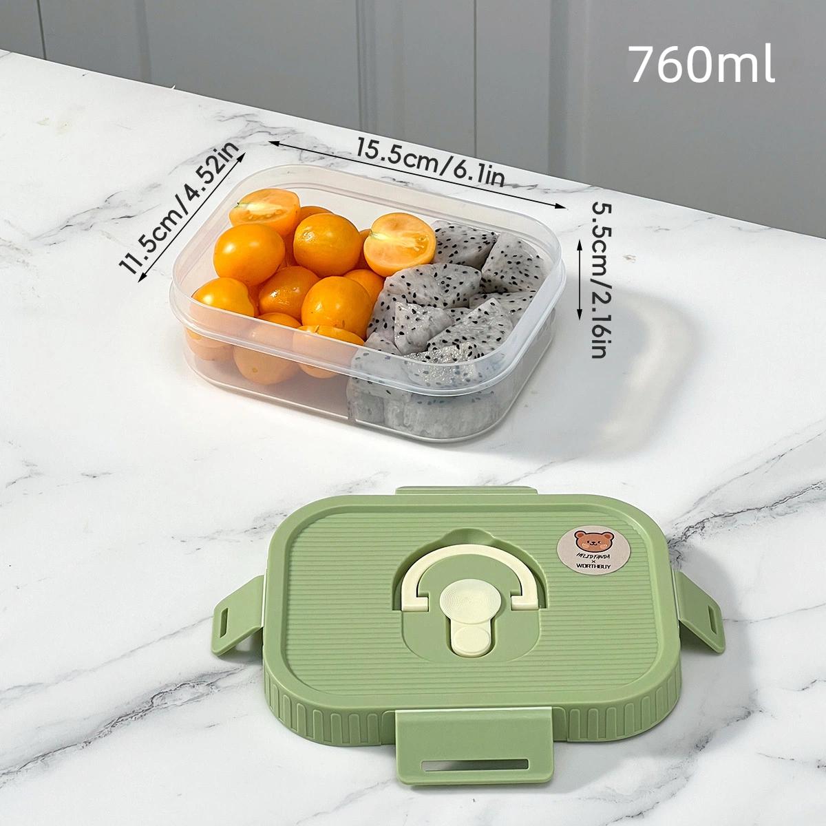 

Portable Plastic Lunch Container Picnic Clear Fruit Bento Box With Handle Microwave Heatable Sealed Lunch Box For Kids Students