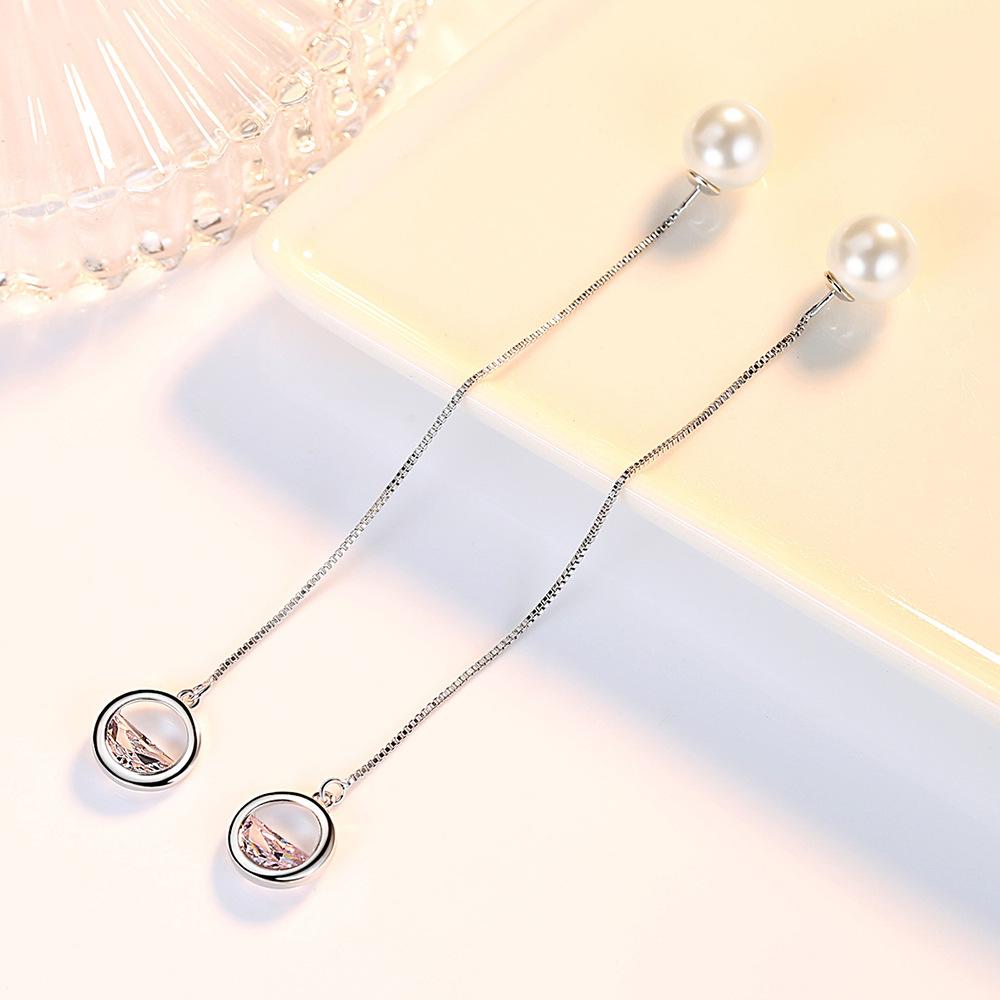 Half Round Ear Jewelry Sweet Imitation Pearl Pastoral Small Fresh Fringed Medium and Long Spring Earrings