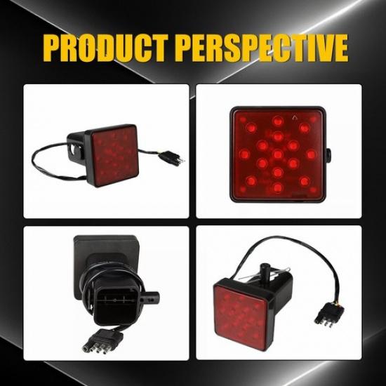 Running Brake Reverse Red 15 LED Towing Hitch Cover Light For Trucks 2" Receiver