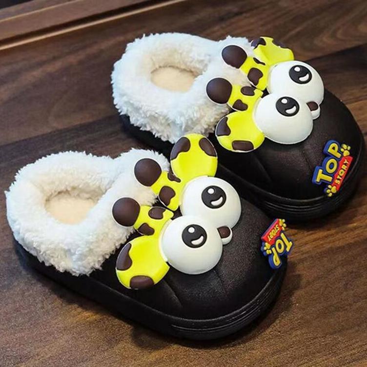 Detachable Girls' Cotton Slippers Children's Boys' Baby Autumn and Winter Fleece-Lined Warm Non-Slip Waterproof Princess Fur Slippers