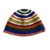 Women Colorful Striped Crochet Beanie Hat Colorful Pattern Knit Cap Fashion Funky Headwear Casual Winter Accessory