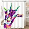 Vibrant Goat Shower Curtain Pop Art Wall Hanging Bathroom Decor Modern Rainbow Animal Print Linen Waterproof Shower Cover