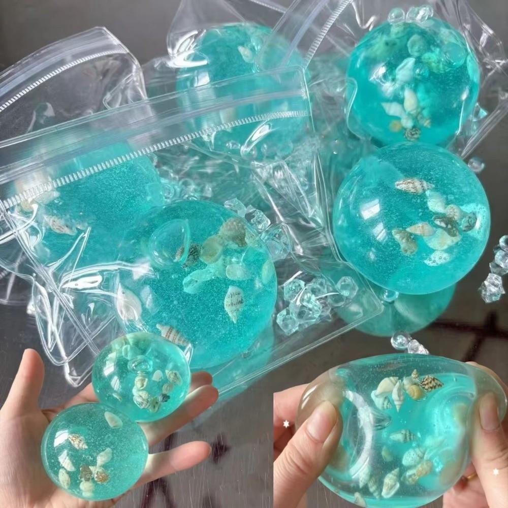 Transparent Ocean Sensory Fidget Toy Cube Shape Stress Relief Ball for Table Decoration