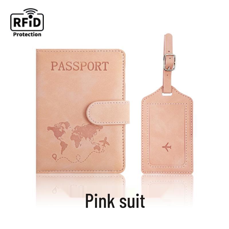 Farbwechselnder PU-Leder-Reiseausweishalter & Gepäckanhänger-Set mit RFID-Schutz