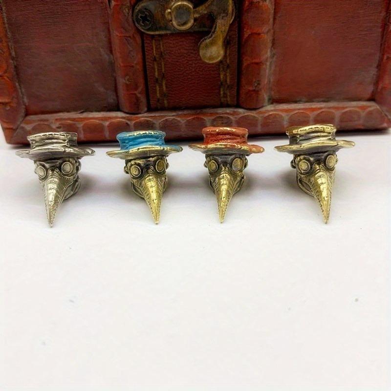 Vintage Brass Plague Doctor Crow Knife Pendant Necklace with Paracord Rope