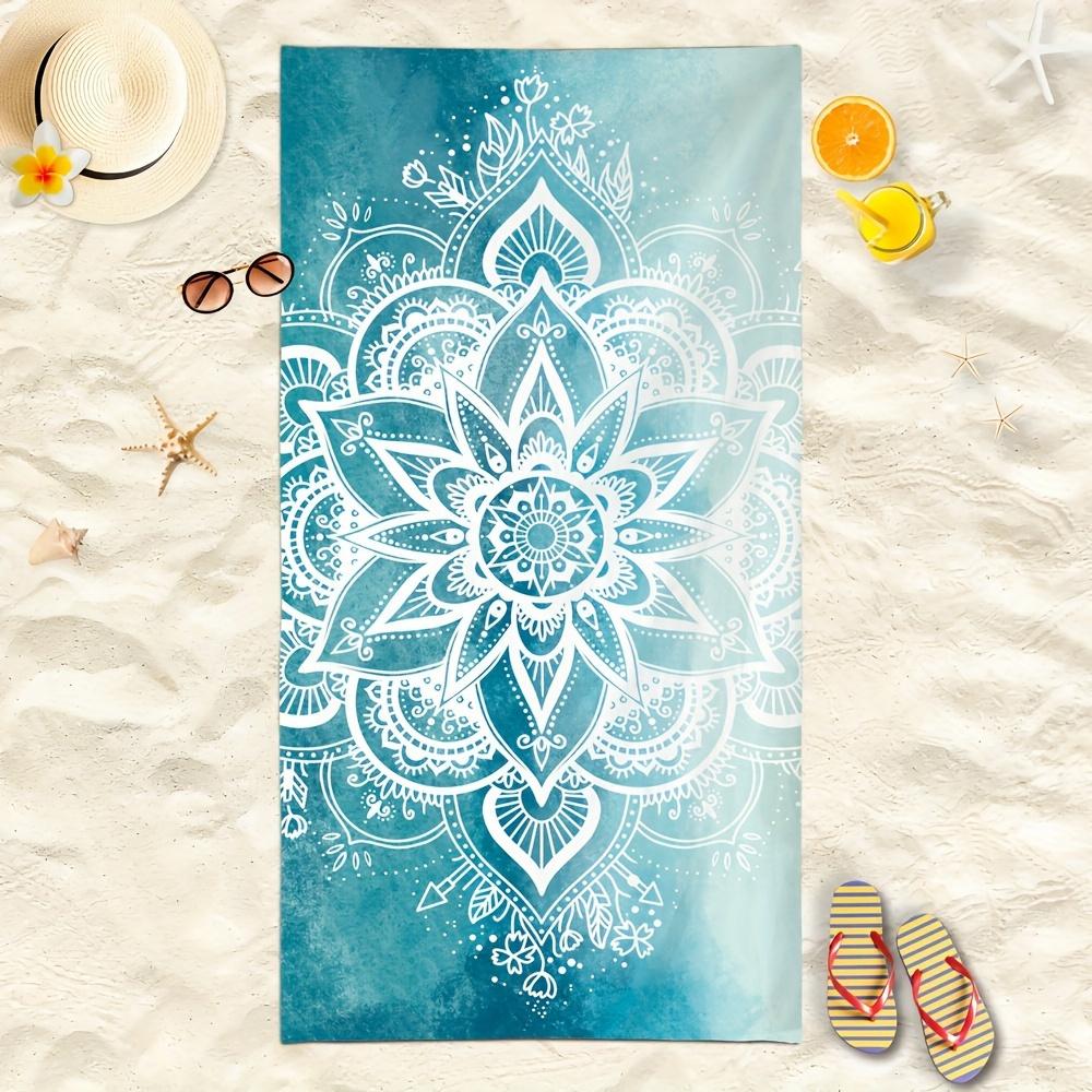 1pc Quick-Dry Blue Mandala Beach Towel, Lightweight Swim Towel for Travel Camping Pool Sports