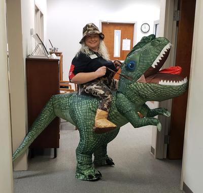 Funny Big-headed Tyrannosaurus Rex Inflatable Costume, for Adults