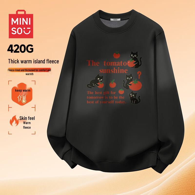 

MINISO Men s Winter Plush Thickened Crewneck Sweatshirt L