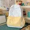 Schoolbag milky white fresh floral cute bear patchwork student backpack for students and healing style gentle bestie travel mini backpack