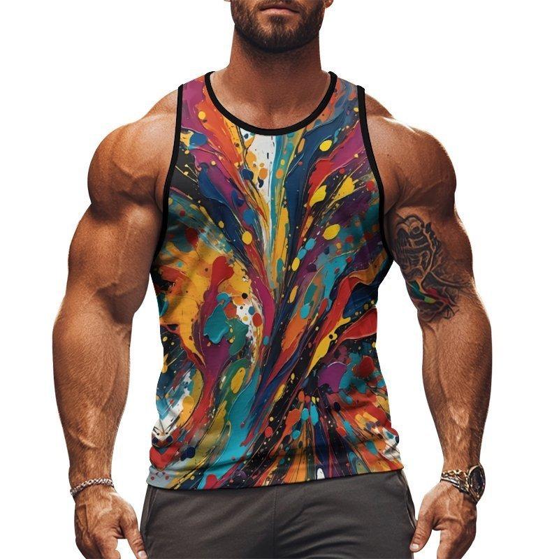 3D Bier bedrucktes Sportweste Sommer Herren Y2k Ärmelloses Herrenoberteil Übergroßes Tanktop Mode Streetwear T-Shirt
