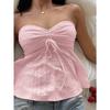 2026 Summer Hollow Out Women Tube Top New Sweet Lace-up Strapless Blouse Slim Fit Loose Sleeveless Top Solid Color Simple A-line Backless Sexy Shirts