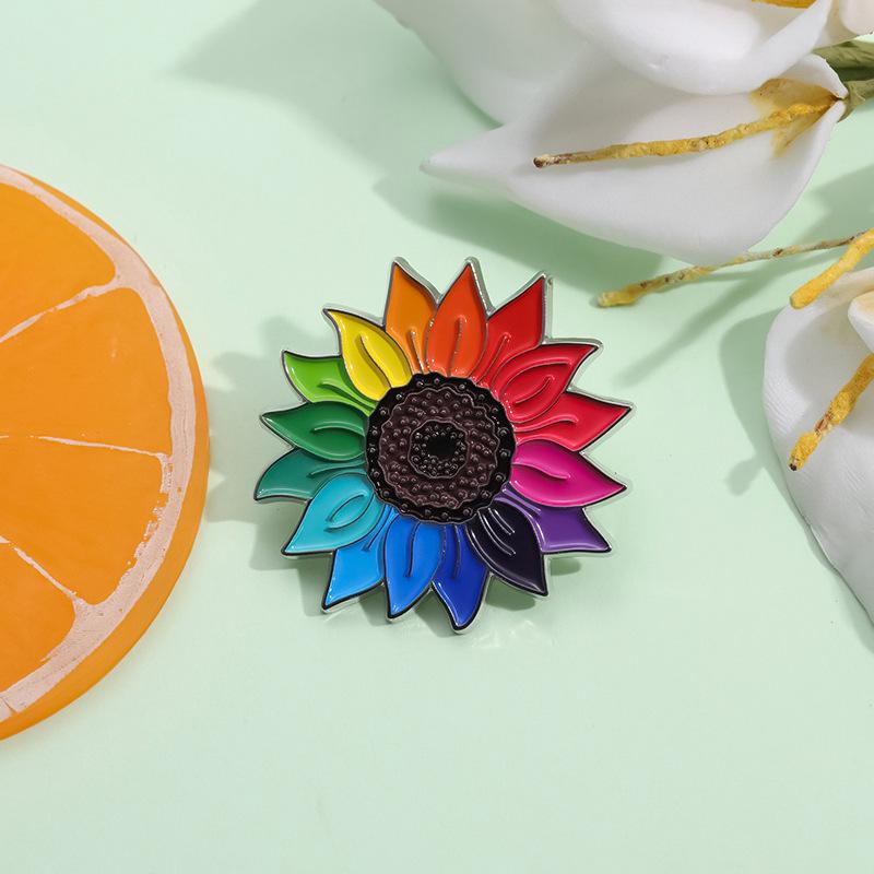 

Rainbow Enamel Sunflowers Pins Metal Brooch Lapel Backpack Badge Jewelry Gifts Accessories Multicolor
