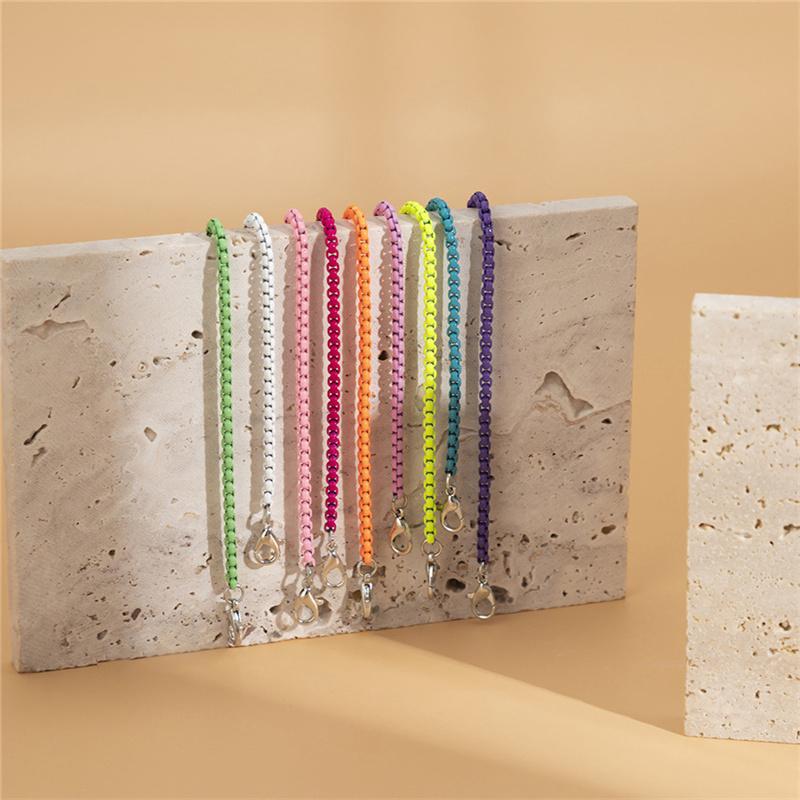 Braccialetto alla caviglia con catena in metallo regolabile colorato per donna, estate, spiaggia, catena sottile, caviglia, a piedi nudi, gioielli per piede femminile Y2K