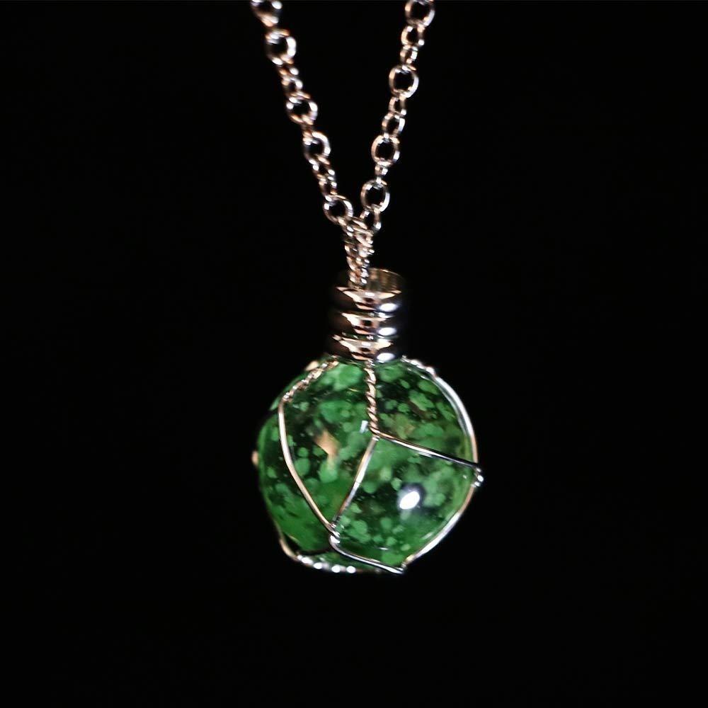 Glass Luminous Ball Neck Chain Hand Woven Round Luminous Pendant Luminous Glass Necklace  Women