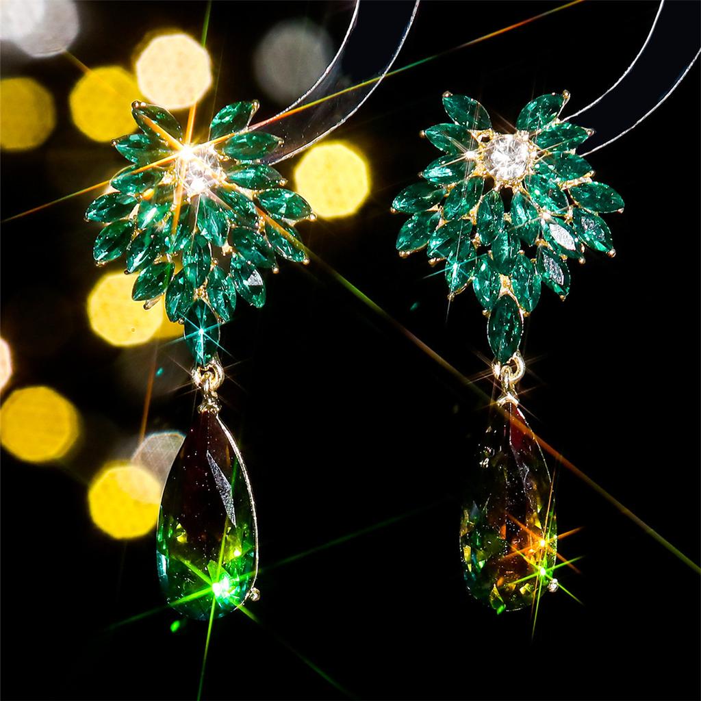 Pink Luxury Temperament Glass Rhinestone Earrings