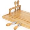 35x28 Cm Bamboo Cheese Board with Knives and Fork Plate for Serving Snacks and Charcuterie