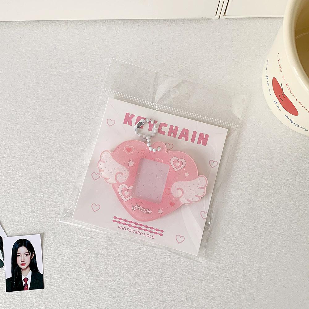 Portable Glitter Star Acrylic Photocard Holder Keychain 1-Inch ID Card Case Student Kpop Idol Photo Bag Durable Card Storage