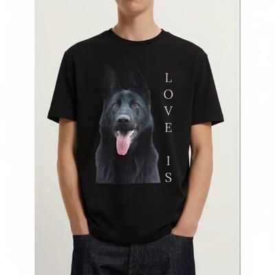 T-shirt Berger Allemand Noir – Design Amoureux des Chiens pour Maman et Papa, T-shirt Noir Unisexe