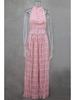 2024 Spring/Summer European & American Fashion Backless Halter Lace Ruffle Maxi Dress Set