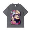 275 GSM Washed T-shirts 100% Cotton Jujutsu Kaisen V19 Gojo Print Unisex Heavy Cotton T Shirt