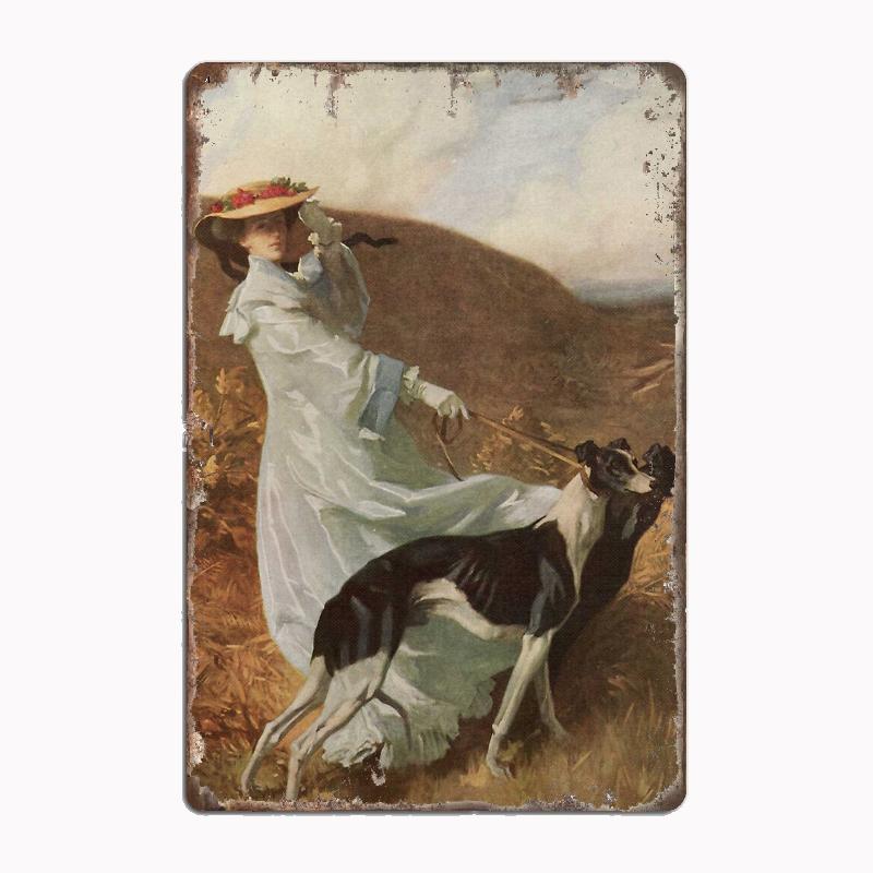 

Diana of the Uplands with Greyhounds Poster Metal Sign Poster Garage Room Decor Automobile Club Tin Home Decor 20x30cm（7.8x11.8inch）