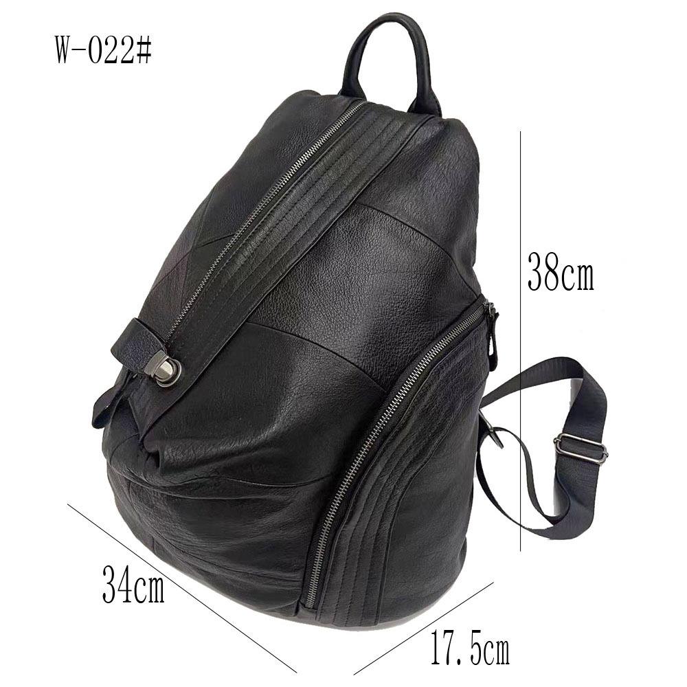Style Leather Backpack Hand-Spliced Cowhide Large-Capacity Retro Anti-Theft Lock Backpack