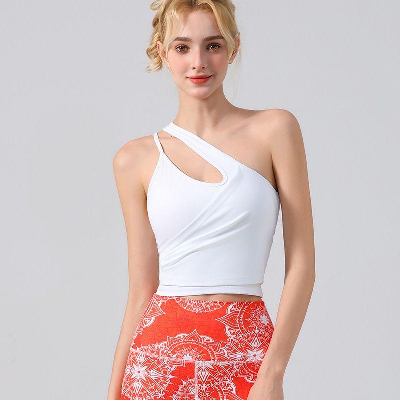 Foreign Trade New Summer Cross-Border Sexy Sloping Shoulder Yoga Vest Sports Running Fitness Yoga Clothes Set With Chest Pad